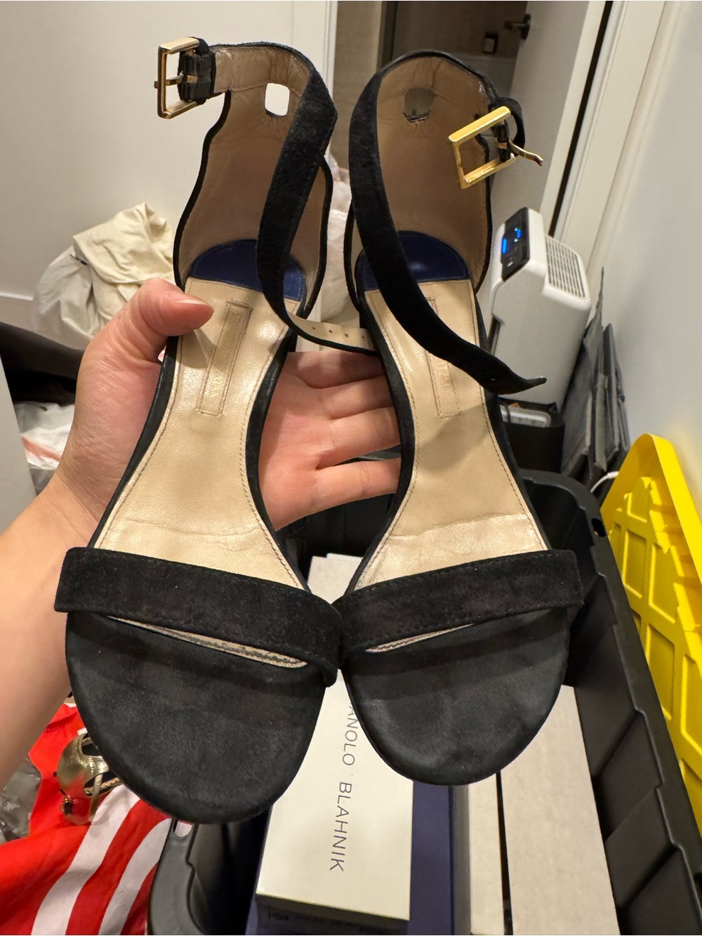 Stuart Weitzman Black Suede Ankle-Strap Sandals - Women